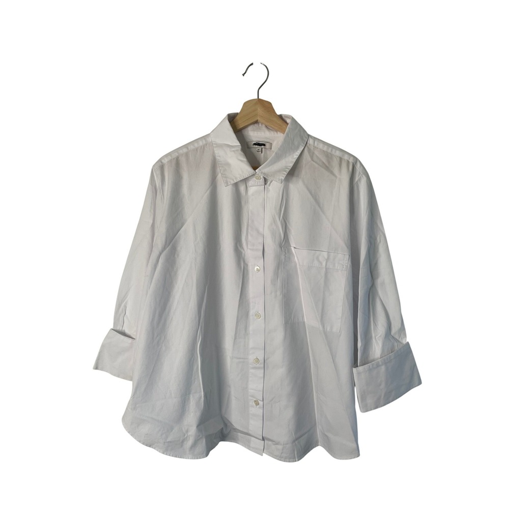 Madewell The Signature Y-Neck Shirt Poplin White Button Down Womens XL NX631 - Picture 4 of 11